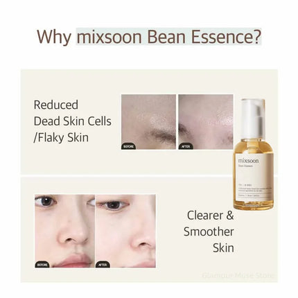 Korean Mixsoon Bean Essence,Face Moisturizing Serum Exfoliating Gentle Long-lasting Hydration Smooth Skin Skincare Products 50ml