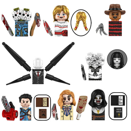 Blind Box Building Blocks TP1011 Halloween Horror Jason Sally Leather Face Jack Character Figures Bricks Game Toys Festival Gift