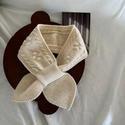 Korean Style Baby Scarf Simple Solid Color Crossover Neck Warmer Warm Soft Knit for Infant Toddler Outdoor Easy Match Outerwear
