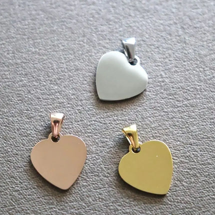 20pcs Heart 304 Stainless Steel Stamping Blank Tag Pendants Charms With Snap on Bails For Necklace Jewelry Making Gift