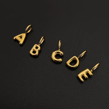 eManco Stainless Steel Gold-plated Charms Modern Style 3D Bubble Alphabet Elements DIY Necklace Bracelet Jewelry Making
