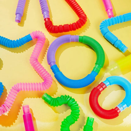 36PCS Pop Tubes Fidget Tubes Party Favors Sensory Toys Connectable Extendable Stress Relief Party Favors School Reward Gifts