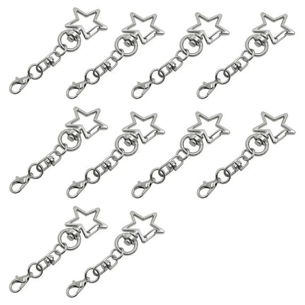 10Pcs 360 Rotate Spring Snap Keychain Multi Styles Star Heart Star Shaped Clasp Open Jump Ring Spring Snap Keyring Pendant