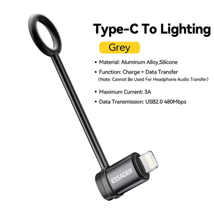 Essager Lighting To Type C Adapter 3A Fast Charging IOS Female to Type-C Male Connector For IPhone 15 14 13 Pro IPad Converter