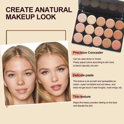 Multifunction Concealer Palette Cream Texture Covers Acne Marks Dark Circles 15 Colors Face Makeup Waterproof Make up Cosmetics