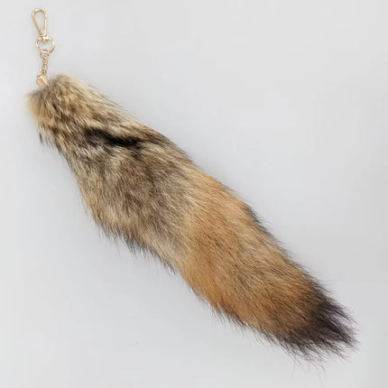 natural fox fur tail keychain furry 2024 chic y2k  beautiful accessory length 40 cm Car Keychains For Women