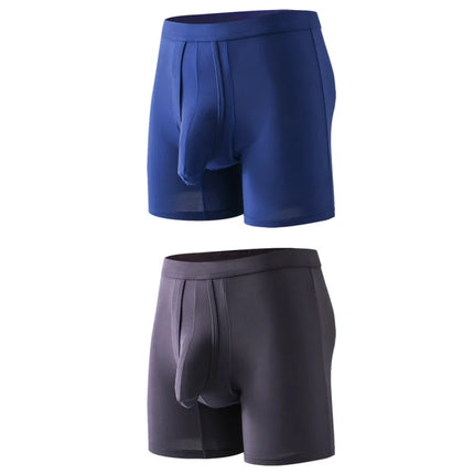 2PCS Mens Long Legs Underwear Separate Ball Pouch Breathable Comfort Sport Seamless Boxer Trunks Shorts Calzoncillo Hombre