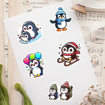 Lovely Penguin Stickers Cartoon DIY Toys Gift Decorative Decal for Kids Scrapbook Junk Journals Laptop Luggage Bottle Waterproof
