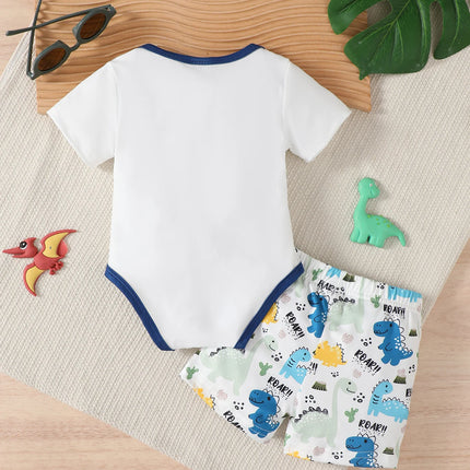 0-18 Months old Baby boy Summer Set Dinosaur Print Short sleeved and Shorts Set for Newborn Baby Boy Casual Style Clothing
