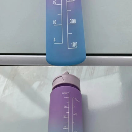 900ML Water Bottle With Time Marker Plastic Motivational Water Bottle with straw Drinking Bottle for Gym Sports Outdoor Travel