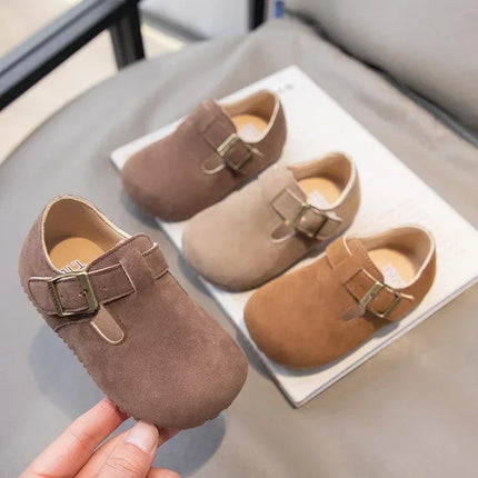 Boys Girls Flat Shoes Retro Non-slip Sweet Kids Moccasins Soft Sole 2024 New Fashion Children Leather Shoes Hook&loop Elegant