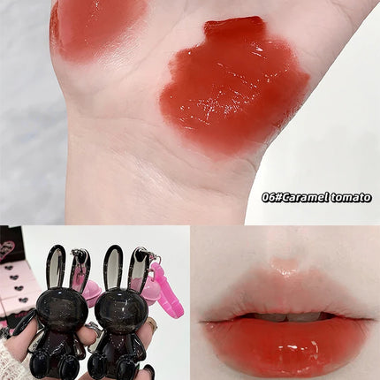 Gege Bear Pink Rabbit Velvet Matte Lip Cream Black Rabbit Water light lip glaze matte mirror pendant lipstick lip gloss