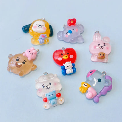 10pcs Kawaii  Koala Heart Resin Cute Charms For Jewelry Making Earrings Necklace Keychain Diy Handmade Accessories