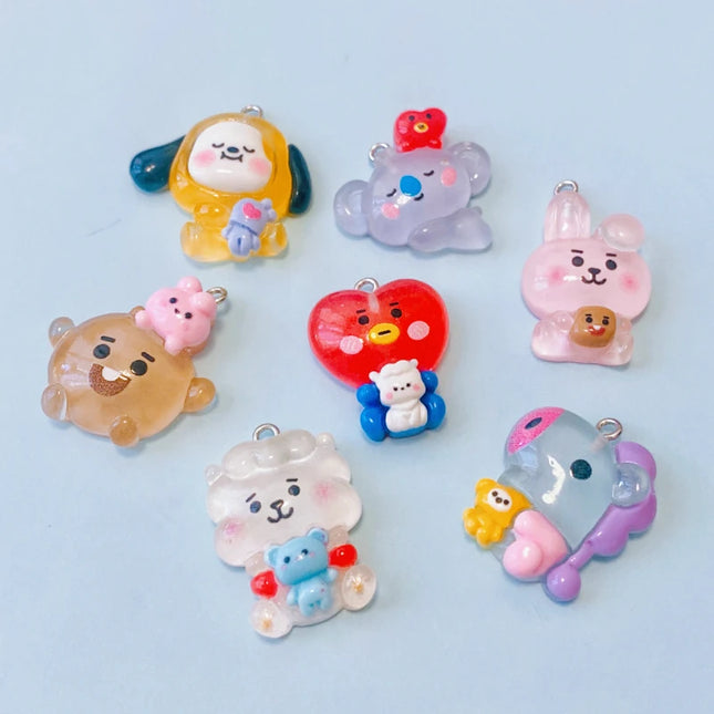 10pcs Kawaii  Koala Heart Resin Cute Charms For Jewelry Making Earrings Necklace Keychain Diy Handmade Accessories