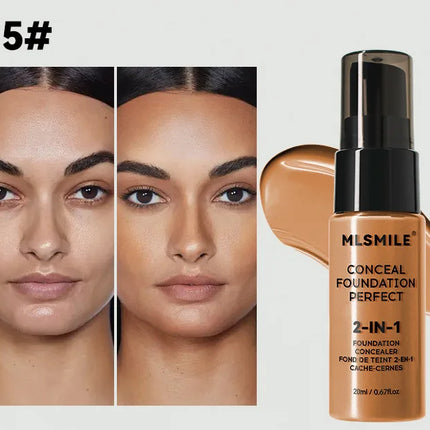 MLSMILE 6-Color Powder Foundation Long-Lasting Waterproof Moisturizing Sweat Resistant Oil-Control Concealer Easy to Open CO:02