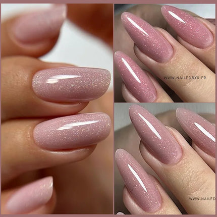 LILYCUTE 7ML Pink Glitter Nail Gel Polish Nude Natural Long Lasting Manicure Soak Off UV LED Nail Art Base Top Coat Gel Varnish