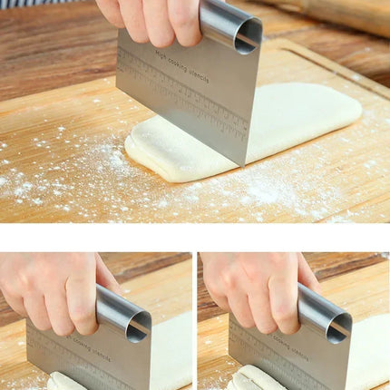 Stainless Steel Pastry Spatulas Cutter With Scale Pizza Dough Scraper Fondant Cake Decoration Tools Baking Kitchen Accessories