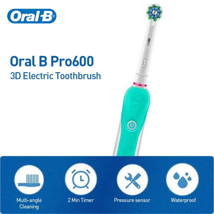 Oral-B Pro600 D16 3D Rechargeable Electric Toothbrush Adult Teeth Cleaning 2 mins Timer
