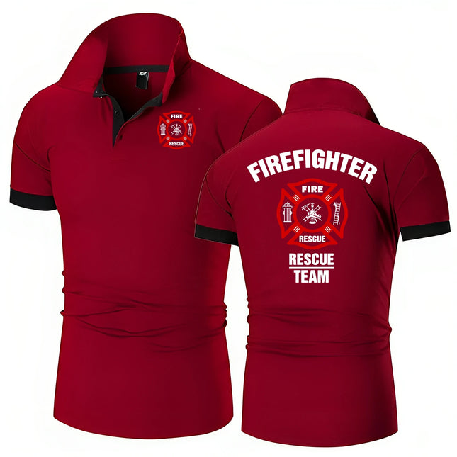 Firefighter Rescue Team Polo Shirt Fashion Men's Summer Short Sleeve High Quality Casual All-Match Slim Fit Polo Shirts Tops