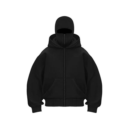 2025 Autumn/Winter Men's Zipper Double Hoodie Casual Sports Shirt with Hooded Mask Design Sports Jacket Top Outdoor Activities