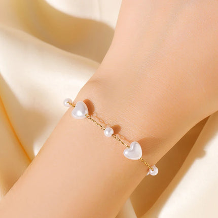 GANPUP 316L Stainless Steel Metal Gold Color Flower Heart Bracelet Bangle Texture Jewelry Trendy Wrist Chain for Women Men New