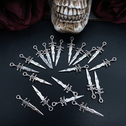 20pcs 29*9mm Wholesale Metal Alloy Mini Sword Charms Weapon Pendant for Jewelry Making DIY Handmade Craft Pendant Accessories