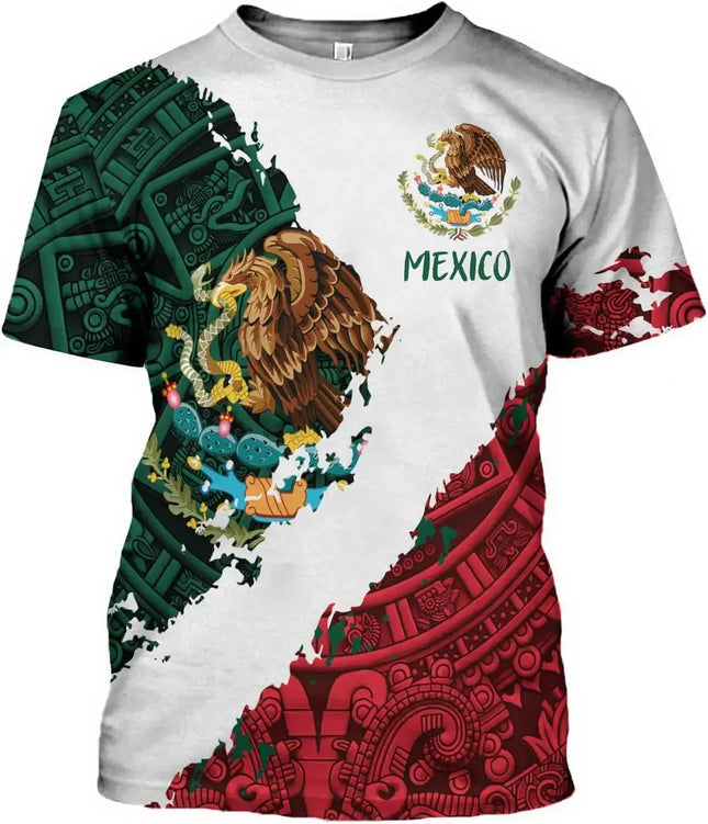 FAYBA Aztec Mexican Shirts Short Sleeves Summer Mexico Shirt Mexico Jersey Unisex 3D Shirts oversized t shirt