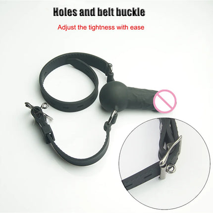 BDSM Bondage Dildo Fetish Double Ended Gagging Mouth Sex Toys For Couples Medcial Silicone Adult Game Open Mouth Oral Dildo Gag