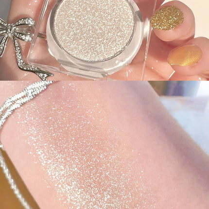 Monochrome White Shiny Highlighter Palette Gorgeous Glitter High Gloss Long Lasting Pearlescent Shimmer Brighten Bronzers Makeup