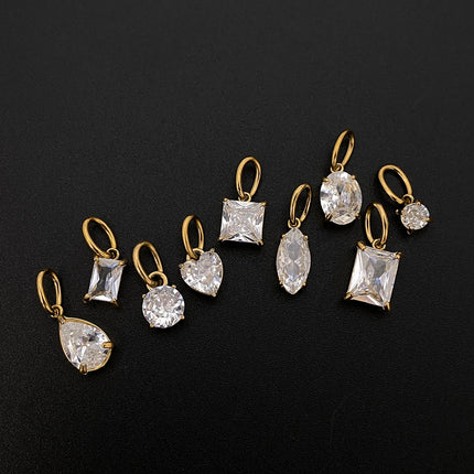 eManco 14K Gold Plated Stainless Steel  Inlaid With Zircon Pendant  Charm  Diy Jewelry Accessories Earring Making Supplies