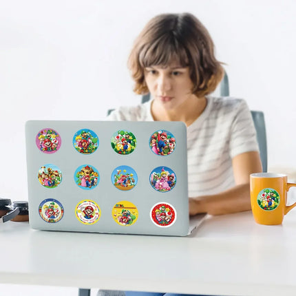 500PCS Super Mary Anime Cartoon Diy Label Luggage Graffiti Decal Mario Bros Roll Stickers Cartoon Kids Party Candy Sticker Decor