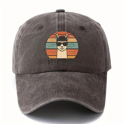 Male and female cartoon alpaca baseball cap with curved brim suitable for outdoor activities such as camping and travel