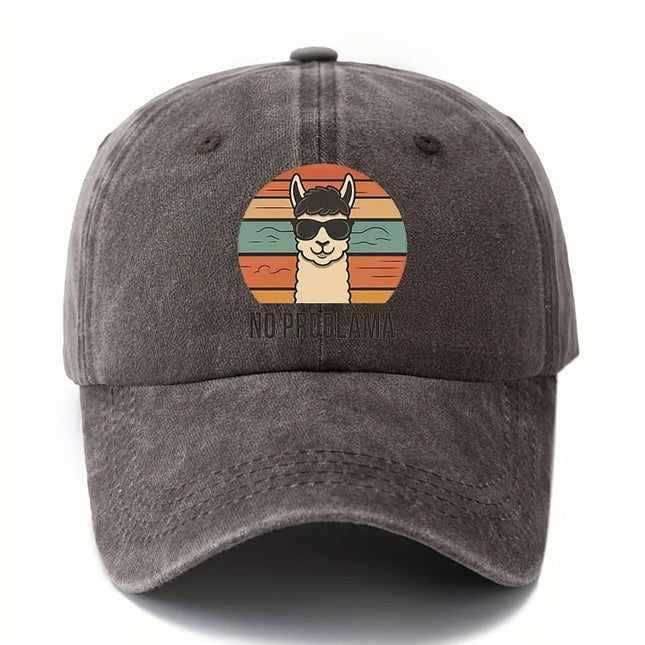 Male and female cartoon alpaca baseball cap with curved brim suitable for outdoor activities such as camping and travel