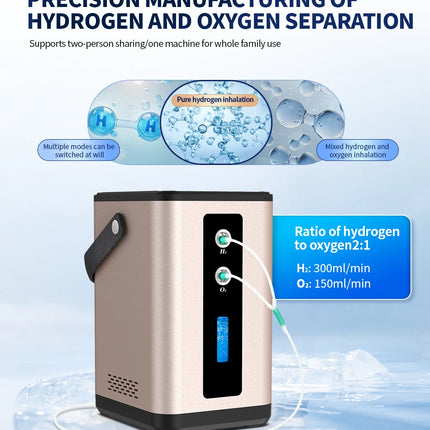 SUYZEKO Hydrogen  Inhalation Machine, 99.99% portable Purity Dual Outlet H2 Generator, PEM molecular  Water Electrolysis Ionizer