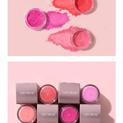 SAM SUGAR 6 color Air Cushion Blush  silky smooth matte eye shadow with an Easy to use Puff for Mushroom Head Loose Powder