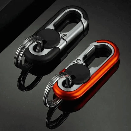 1/4Pcs Rotatable Lock Carabiner Keychain Metal Double Ring Anti-Lost Key Holder Quick Release Key Ring Pendant for Men