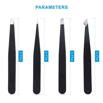 Tweezers Set 3-4pcs Premium Stainless Steel Eyebrow Precision Sharp Tip Tweezers for Body Ingrown and Facial Hair Removal