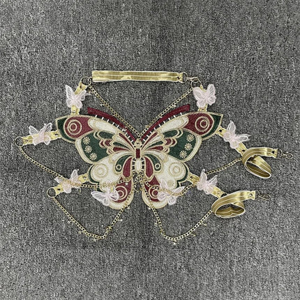 Women's Butterfly Embroidered Top Crystal Chain Sleeveless Cropped Top Camisole Backless Adjustable Sexy Beach Holiday Y2K Top