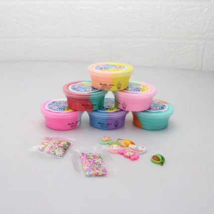 Butter Slime Kit 6 Pack Party Favors for Kids Colorful Stress Relief Toy for Girls Soft DIY Slime Surprise Toy with Charm Gift