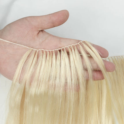 Invisible Feather Hair Extensions Human Hair Feather Tip Hair Bundles Natural Sew In Microring Hair Weft 50cm 120 strands