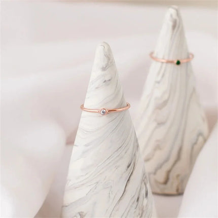 eManco Stainless Steel Birthstone Ring  Gold Color Simple Fashion Style For Women Festival Party Gift