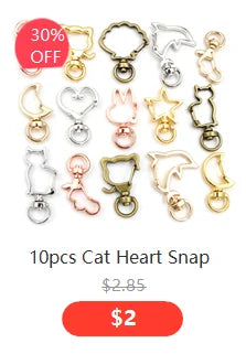 10pcs Cat Heart Snap Hook Trigger Clips Buckles For Keychain Lobster Lobster Clasp Hooks for Key Ring Clasp Jewelry Supplies