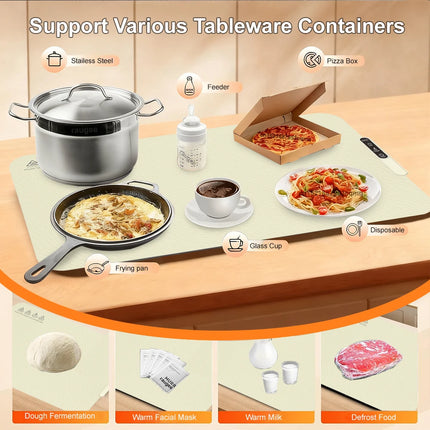 Electric Warming Plate Fast Heating Food Warmer Tray Portable Food Heater Foldable Silicone Dining Table Food Coffee Warming Mat