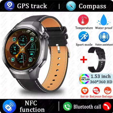 2027 Watch 5 Pro Track Compass Watch Men 360*360 AMOLED Screen NFC BT Call Waterproof Health Monitor Man Smartwatches