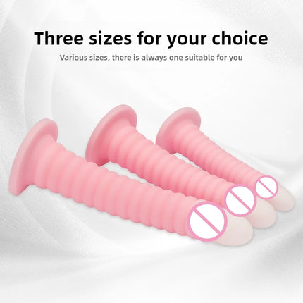 Gradient Pink Anal Plug Massager With Threaded Suction Cup Rear Multi-size Unisex Extra Long Anal Plug Adult Erotic Sex Toys
