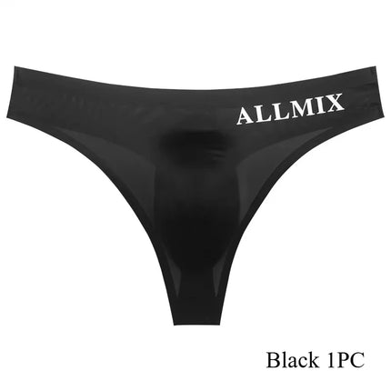 3 PCS Sexy Transparent Underwear Men Thongs Sports Fitness Letter Thin Hip Panties G-Strings Ice Silk Low Waist Seamless Thong