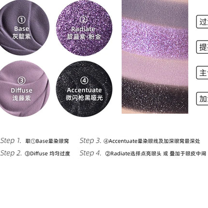 Kaleidos Glitter Eyeshadow Makeup Palette 4Colorful High Pigmented Shimmer Glitter Eye Shadow Make Up Pallet Gift Set