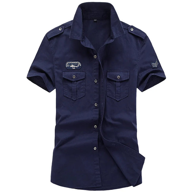 2025 New  Military Shirt Men Long Sleeve Casual Dress Shirt Male Cargo Work Shirts With Embroidery 115