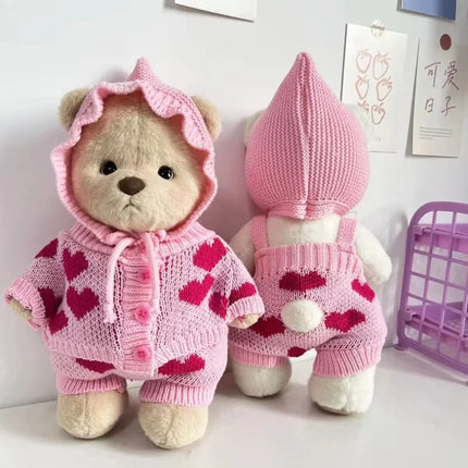 Hot Sale Only Selling Clothes 30cm Bear Doll Only Clothes Love Sweater Three Piece Set Cute Decoratio Kawaii Pink Clothes