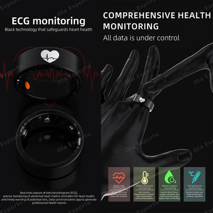 2026 New Smart Ring ECG Detection Blood Pressure,Heart Rate Ring,Body Temperature Monitor Waterproof GPS Tracking Men Women Ring